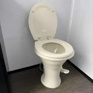 Luxury portable toilet trailer with aluminum interior and waterproof flooring