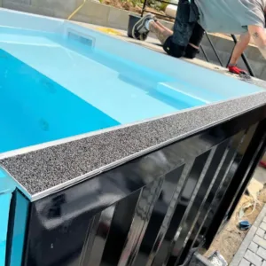 Above-ground 20ft container pool with durable corten steel construction